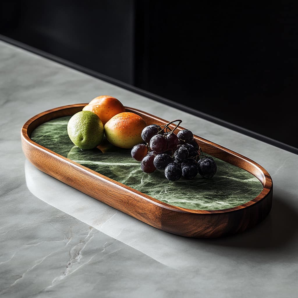Marble And Wood Serving Tray